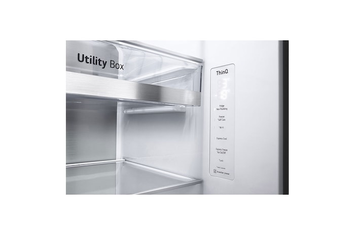 LG InstaView Door-in-Door™ Side-by-Side hűtőszekrény DoorCooling<sup>+</sup>™ és ThinQ™ technológia, 635L kapacitás, GSXV91MBAE