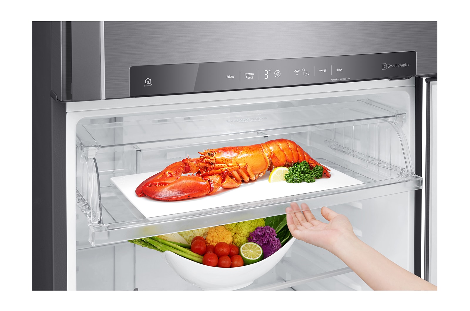 LG Felülfagyasztós hűtőszekrény, DoorCooling+™ és ThinQ™ technológia, 509L kapacitás, GTF744PZPED