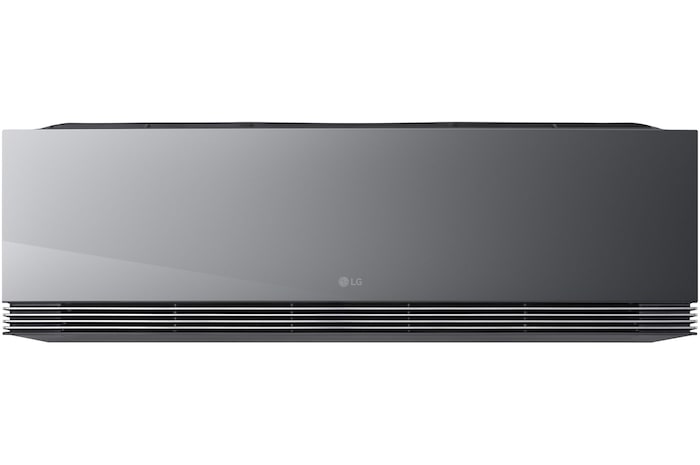 Egy LG légkondicionáló elölnézete nyitott alsó lapáttal