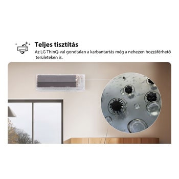 Modern nappali a falon elhelyezett LG légkondicionálóval