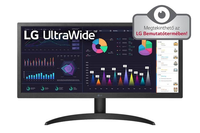 LG 26” méretű 21:9 UltraWide™ Full HD IPS monitor AMD FreeSync™ technológiával, 26WQ500-B