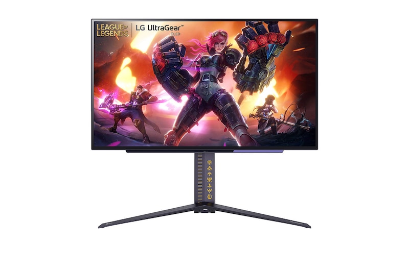 LG 27”-os UltraGear<sup>TM</sup> 16:9 képarányú OLED QHD League of Legends Edition gaming monitor 240 Hz-es képfrissítési sebességgel, 27GR95QL-B