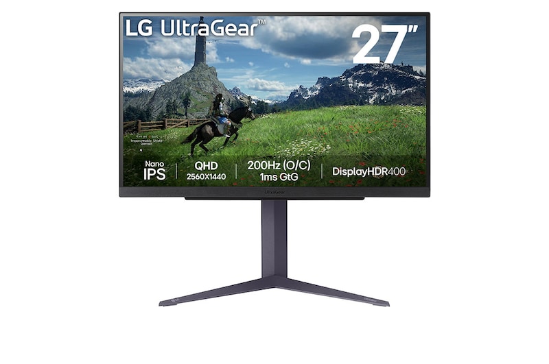 LG 27”-os UltraGear™ IPS 16:9 képarányú QHD gaming monitor akár 200 Hz-es képfrissítési sebességgel, 27GS85Q-B