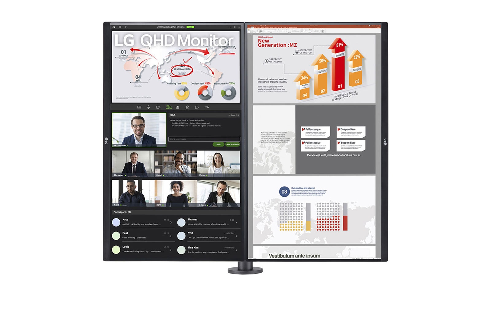 LG 27" méretű QHD IPS Ergo monitor USB Type-C™ csatlakozóval és Daisy Chain kapcsolási lehetőséggel , 27QP88DP-BS