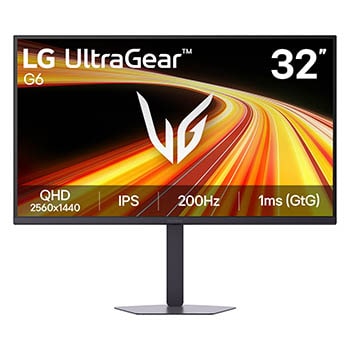 Front view of 32"-os UltraGear™ QHD IPS Gaming Monitor 200 Hz-es képfrissítési sebességgel 32G620B-B