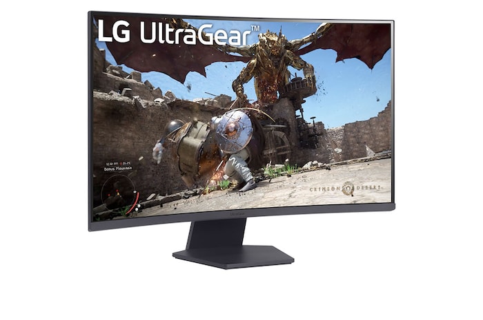 LG 32”-os UltraGear™ 16:9 képarányú QHD, ívelt gaming monitor 180 Hz-es képfrissítési sebességgel, 32GS60QC-B