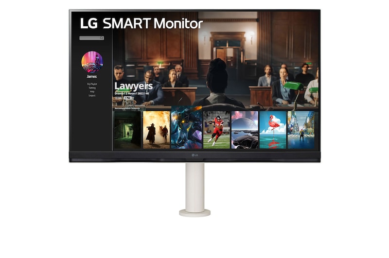 LG 32”-os 16:9 képarányú 4K UHD Smart Monitor Ergo állvánnyal és webOS platformmal, 32SQ780S-W