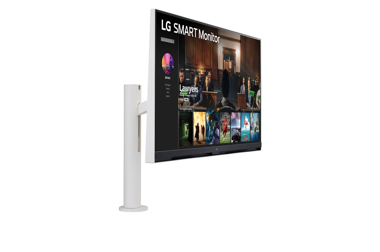 LG 32”-os 16:9 képarányú 4K UHD Smart Monitor Ergo állvánnyal és webOS platformmal, 32SQ780S-W