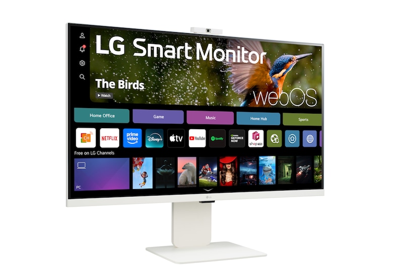 LG 32”-os 16:9 képarányú 4K UHD IPS Smart monitor webkamerával, 32SR85U-W