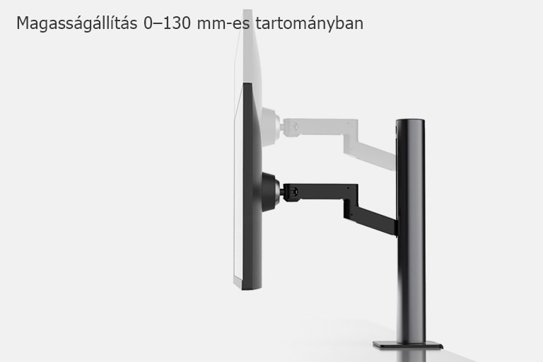 A 0–130 mm-es tartományú magasságállítás szimulációja