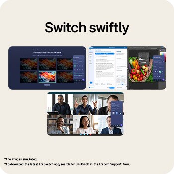 LG Switch funkció, amely lehetővé teszi az egyszerű váltást több képernyő között egyetlen monitoron