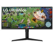 A(z) 34&#34; méretű 21:9 képarányú UltraWide™ Full HD IPS monitor HDR10-zel és AMD FreeSync™ technológiával 34WP65G-B elölnézete