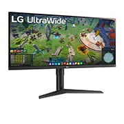 LG 34" méretű 21:9 képarányú UltraWide™ Full HD IPS monitor HDR10-zel és AMD FreeSync™ technológiával, 34WP65G-B