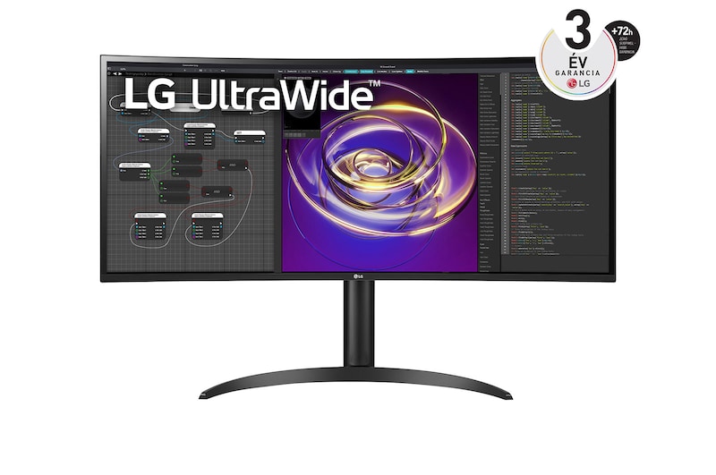 LG 34”-os, 21:9-képarányú, ívelt UltraWide™ QHD (3440 x 1440) monitor, 34WP85CP-B