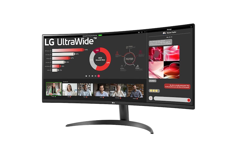 LG 34”-os UltraWide™ 21:9 képarányú, ívelt VA monitor 100 Hz-es képfrissítési sebességgel, 34WR50QC-B