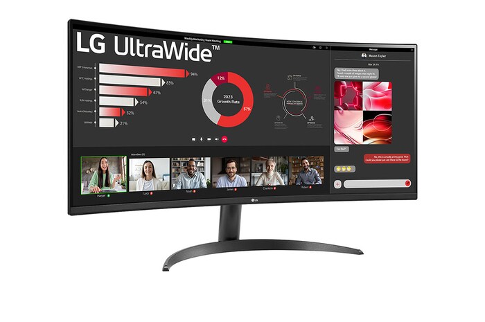 LG 34”-os UltraWide™ 21:9 képarányú, ívelt VA monitor 100 Hz-es képfrissítési sebességgel, 34WR50QK-B