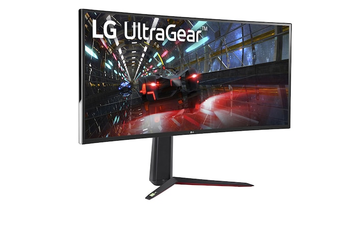 LG 37,5" méretű 21:9 képarányú ívelt QHD Ultragear™ IPS gaming monitor HDR10-zel és AMD FreeSync™ (Premium Pro) technológiával, 38GN950P-B