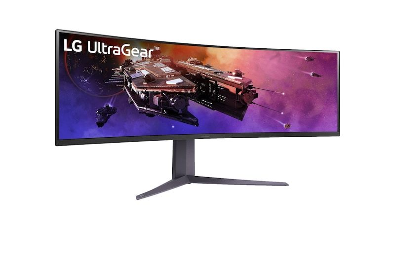 LG 45”-os UltraGear™ 32:9 képarányú, dupla QHD, ívelt gamer monitor 200 Hz-es képfrissítési sebességgel, 45GR75DC-B