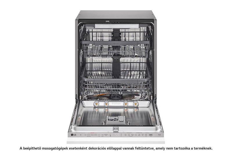 LG QuadWash™ beépíthető gőzös mosogatógép TrueSteam™ technológiával, Automatikus ajtónyitás, 14 teríték, ThinQ™ WiFi funkció, DB365TXS