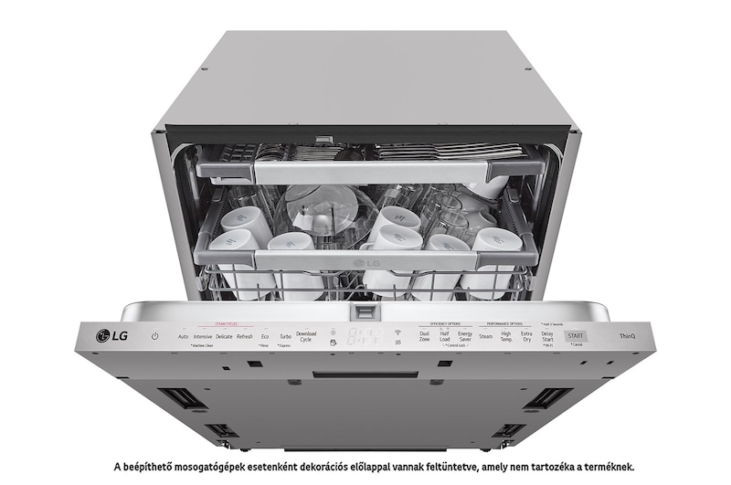 LG QuadWash™ beépíthető gőzös mosogatógép TrueSteam™ technológiával, Automatikus ajtónyitás, 14 teríték, ThinQ™ WiFi funkció, DB475TXS