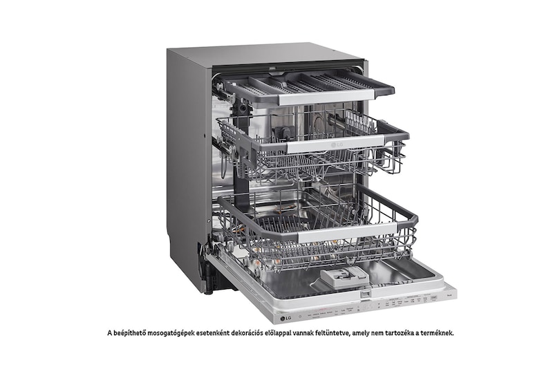 LG QuadWash™ beépíthető gőzös mosogatógép TrueSteam™ technológiával, Automatikus ajtónyitás, 14 teríték, ThinQ™ WiFi funkció, DB476TXS