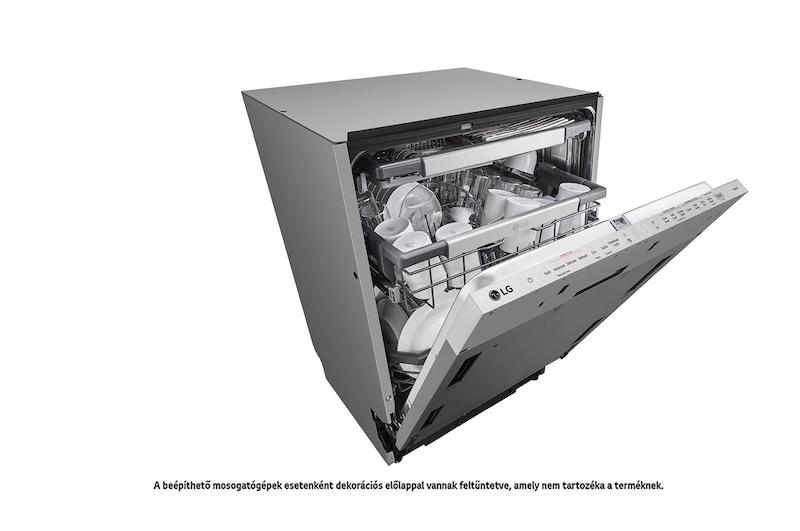 LG QuadWash™ beépíthető gőzös mosogatógép TrueSteam™ technológiával, Automatikus ajtónyitás, 14 teríték, ThinQ™ WiFi funkció, DB476TXS