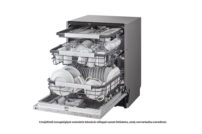 LG QuadWash™ beépíthető gőzös mosogatógép TrueSteam™ technológiával, Automatikus ajtónyitás, 14 teríték, ThinQ™ WiFi funkció, DB476TXS