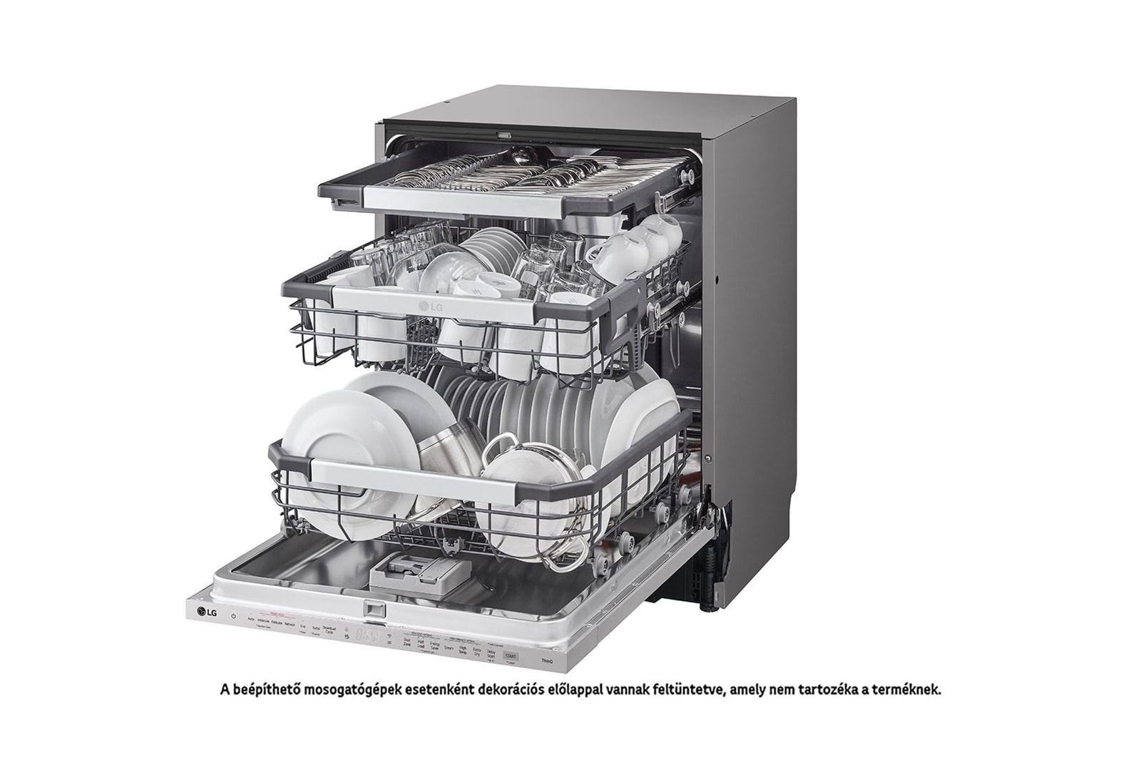LG QuadWash™ beépíthető gőzös mosogatógép TrueSteam™ technológiával, Automatikus ajtónyitás, 14 teríték, ThinQ™ WiFi funkció, DB476TXS