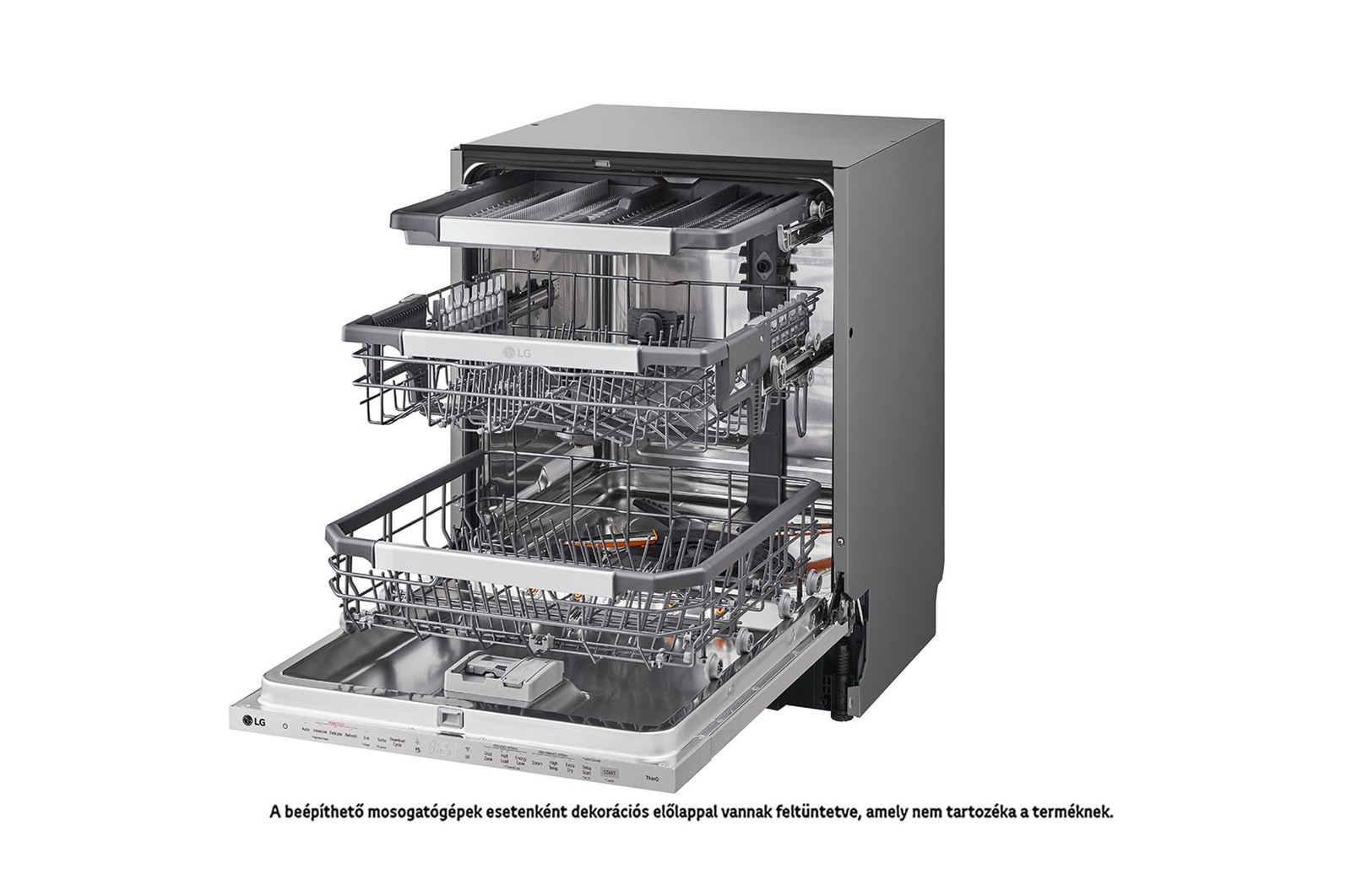 LG QuadWash™ beépíthető gőzös mosogatógép TrueSteam™ technológiával, Automatikus ajtónyitás, 14 teríték, ThinQ™ WiFi funkció, DB476TXS