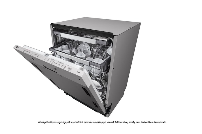 LG QuadWash™ beépíthető gőzös mosogatógép TrueSteam™ technológiával, Automatikus ajtónyitás, 14 teríték, ThinQ™ WiFi funkció, DB476TXS