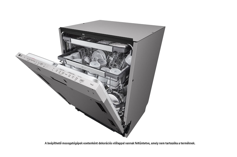 LG QuadWash™ beépíthető gőzös mosogatógép TrueSteam™ technológiával, Automatikus ajtónyitás, 14 teríték, ThinQ™ WiFi funkció, DB476TXS