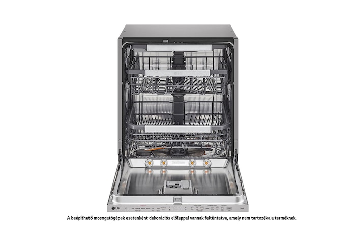 LG QuadWash™ beépíthető gőzös mosogatógép TrueSteam™ technológiával, Automatikus ajtónyitás, 14 teríték, ThinQ™ WiFi funkció, DB476TXS
