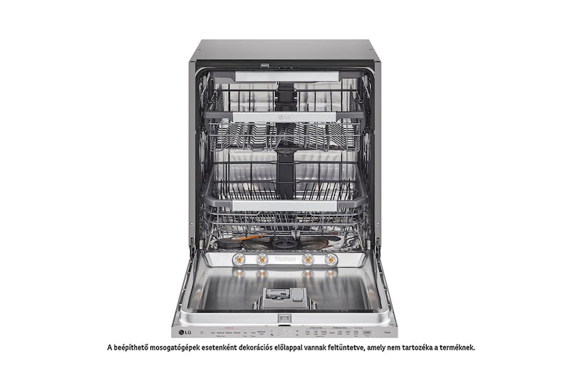 LG QuadWash™ beépíthető gőzös mosogatógép TrueSteam™ technológiával, Automatikus ajtónyitás, 14 teríték, ThinQ™ WiFi funkció, DB476TXS