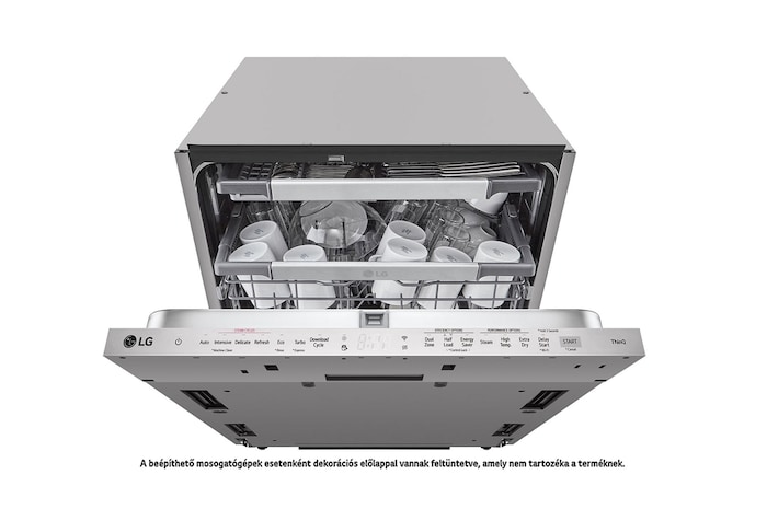 LG QuadWash™ beépíthető gőzös mosogatógép TrueSteam™ technológiával, Automatikus ajtónyitás, 14 teríték, ThinQ™ WiFi funkció, DB476TXS