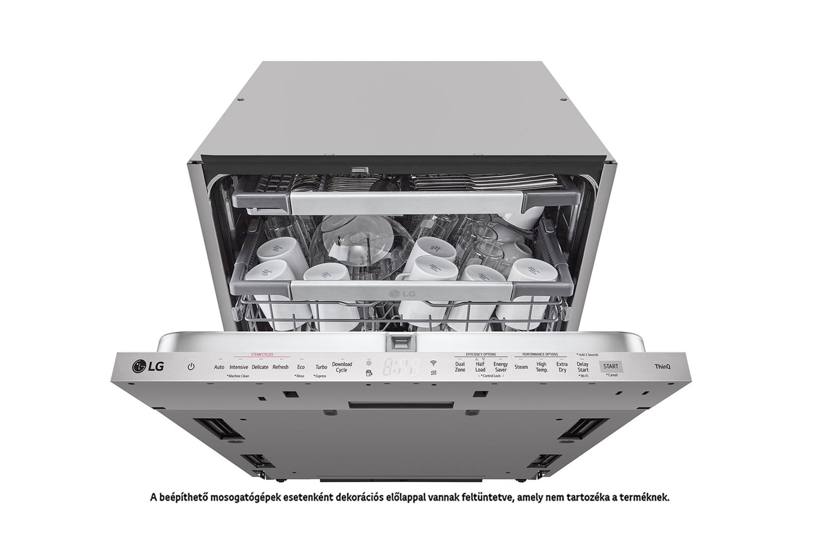 LG QuadWash™ beépíthető gőzös mosogatógép TrueSteam™ technológiával, Automatikus ajtónyitás, 14 teríték, ThinQ™ WiFi funkció, DB476TXS