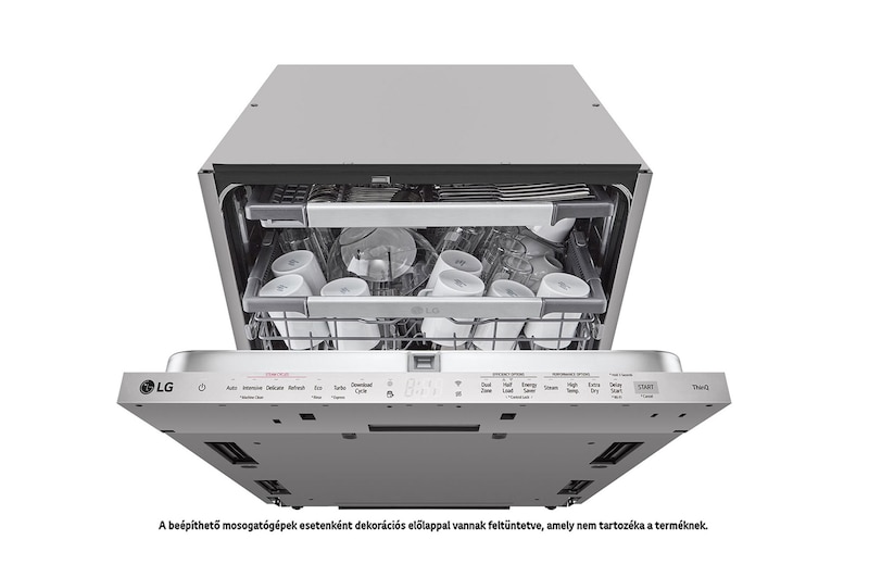 LG QuadWash™ beépíthető gőzös mosogatógép TrueSteam™ technológiával, Automatikus ajtónyitás, 14 teríték, ThinQ™ WiFi funkció, DB476TXS