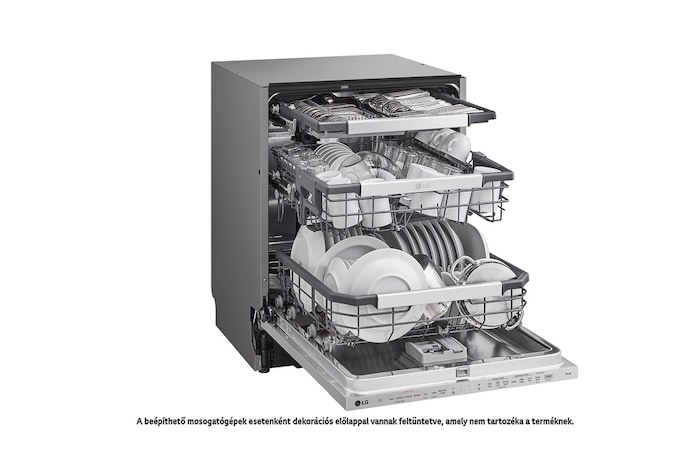 LG QuadWash™ beépíthető gőzös mosogatógép TrueSteam™ technológiával, Automatikus ajtónyitás, 14 teríték, ThinQ™ WiFi funkció, DB476TXS