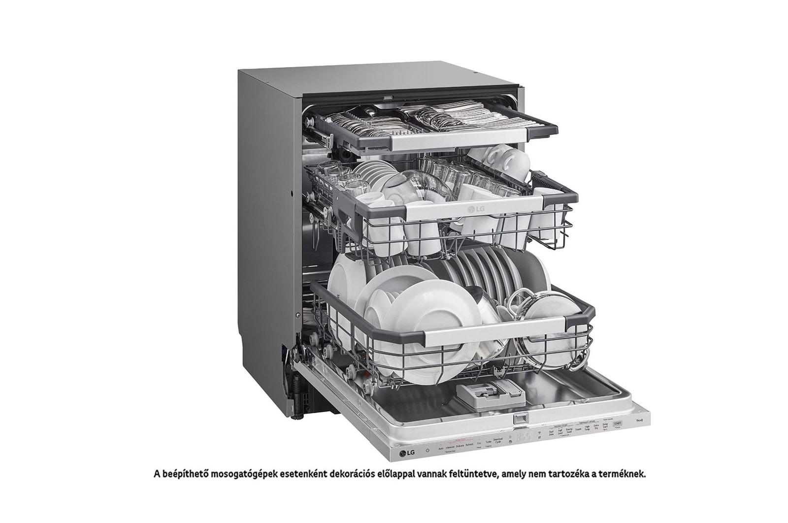 LG QuadWash™ beépíthető gőzös mosogatógép TrueSteam™ technológiával, Automatikus ajtónyitás, 14 teríték, ThinQ™ WiFi funkció, DB476TXS