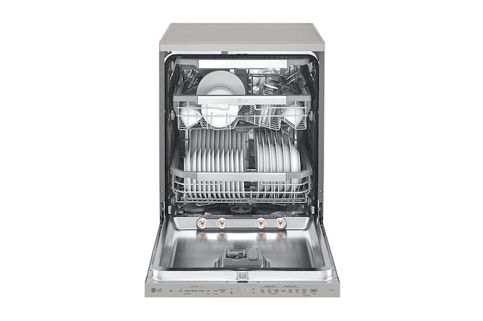 LG QuadWash™ gőzös mosogatógép TrueSteam™ technológiával, Automatikus ajtónyitás, 14 teríték, ThinQ™ WiFi funkció, DF455HPS