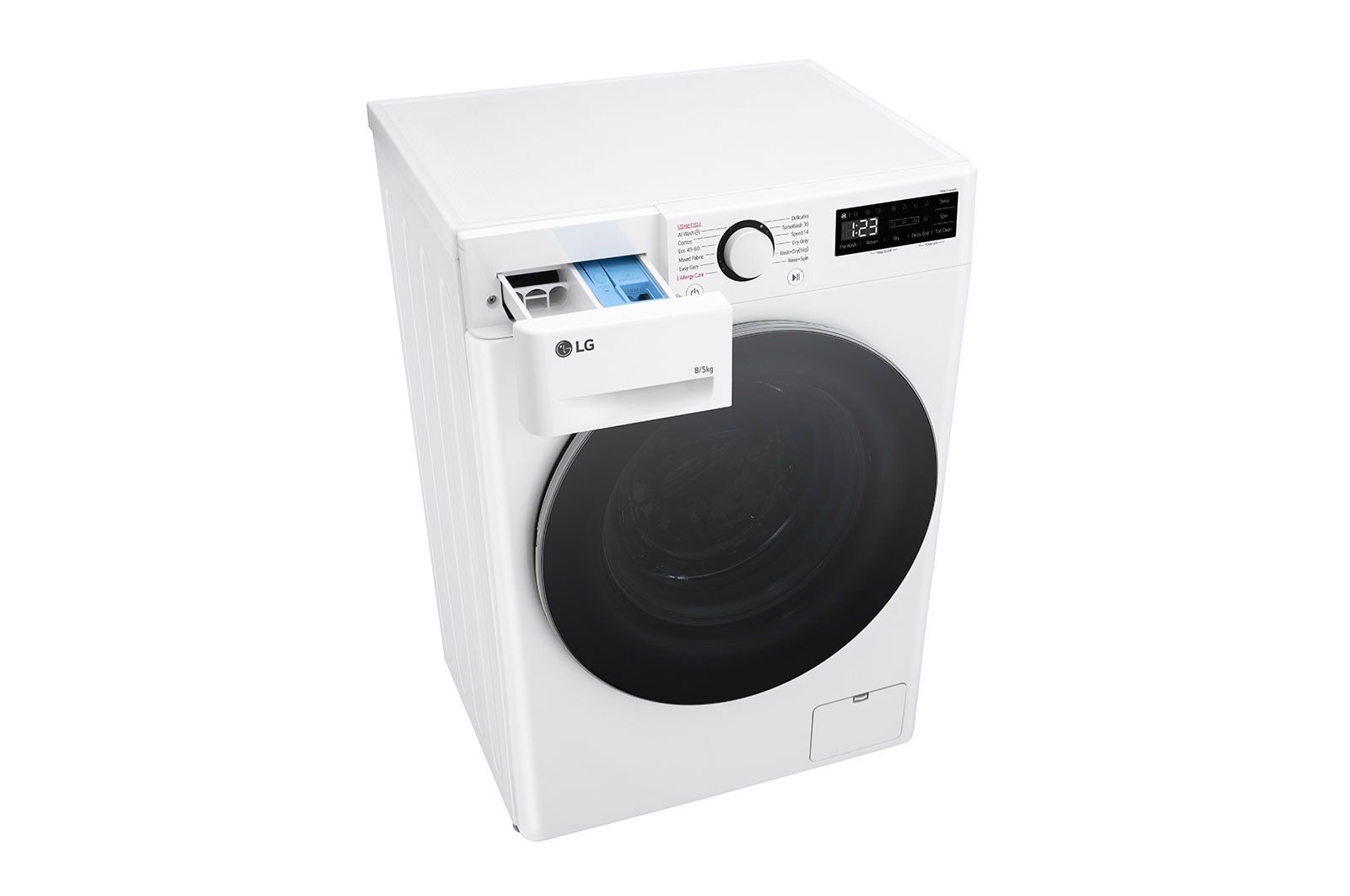 LG 8/5 kg, max. 1200 ford./perc, Gőz mosó-szárítógép, TurboWash™360 és AI DD™ technológia, Keskeny kialakítás, F2DR508S1W