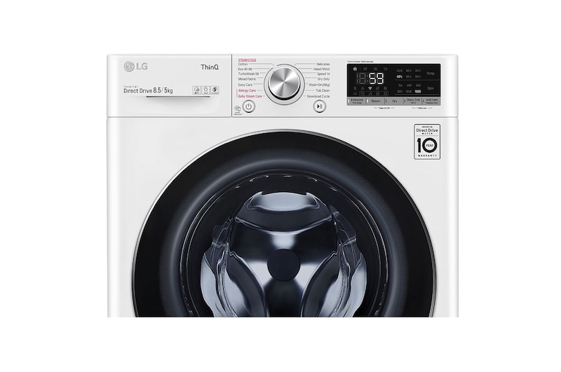 LG 8,5/5 kg, max. 1200 ford./perc, Gőz mosó-szárítógép, TurboWash™, AI DD™ és WiFi funkció, Keskeny kialakítás, F2DV5S8S2E