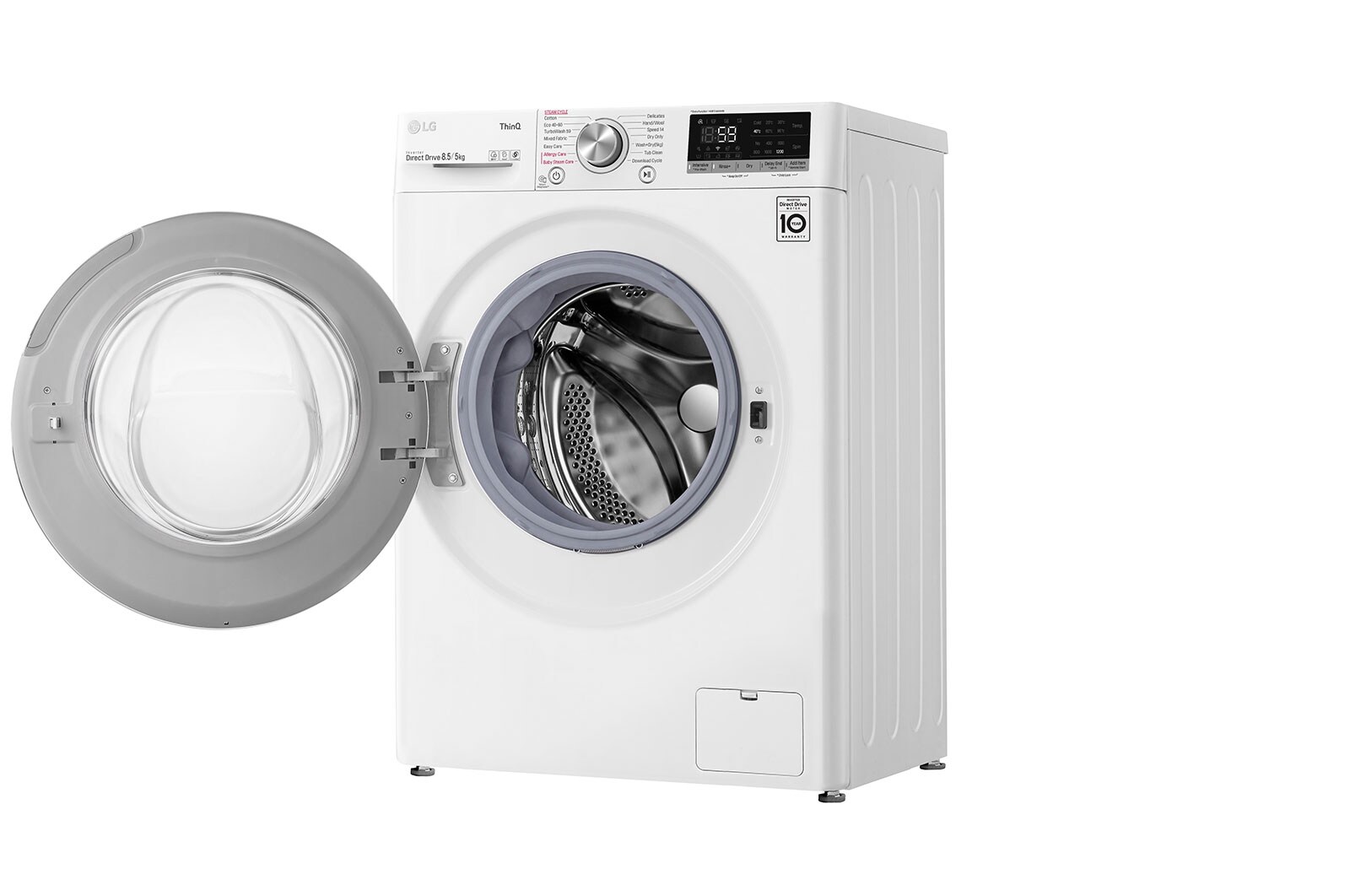 LG 8,5/5 kg, max. 1200 ford./perc, Gőz mosó-szárítógép, TurboWash™, AI DD™ és WiFi funkció, Keskeny kialakítás, F2DV5S8S2E