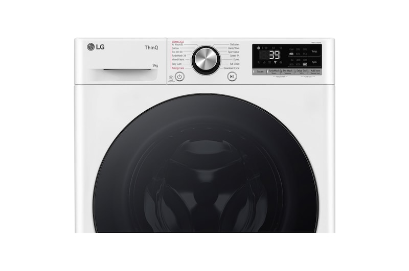 LG 9 kg, max. 1200 ford./perc, Gőzmosógép, TurboWash™360, AI DD™ és WiFi funkció, Keskeny kialakítás, F2WR709S2W