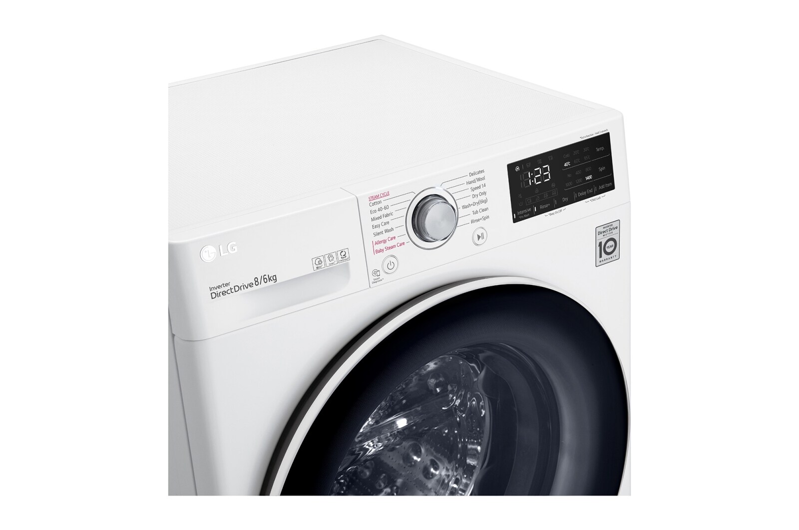 LG 8/6 kg, max. 1400 ford./perc, Gőz mosó-szárítógép, AI DD™ technológia, F4DV328S0U