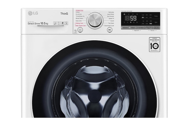 LG 10,5 kg, max. 1400 ford./perc, Gőzmosógép, TurboWash™, AI DD™ és WiFi funkció, F4WV510S0E