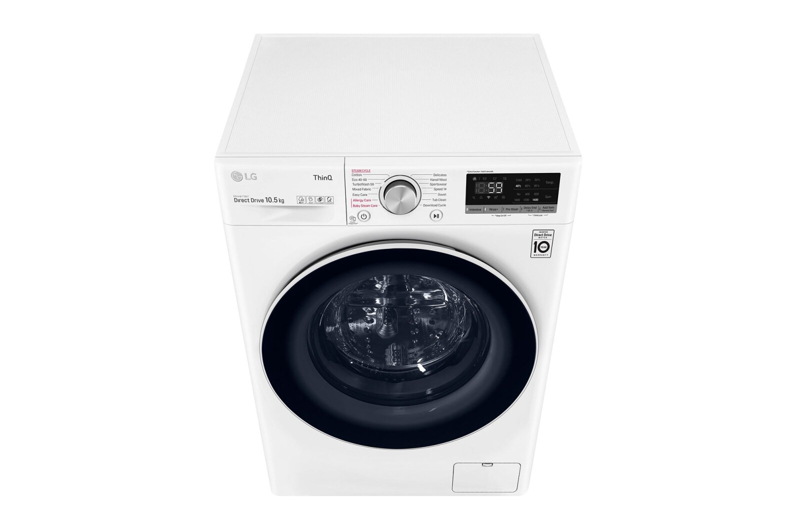 LG 10,5 kg, max. 1400 ford./perc, Gőzmosógép, TurboWash™, AI DD™ és WiFi funkció, F4WV510S0E