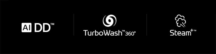 AI DD™,  TurboWash™360˚ , és Steam™ ikonok