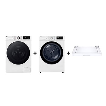 F4WR710S2W gőzmosógép + RH90V9AV4N szárítógép + összeépítő keret elölnézete