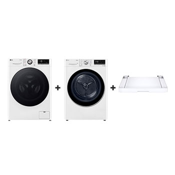 F4WR710S2W gőzmosógép + RH80V9AV3N szárítógép + összeépítő keret elölnézete