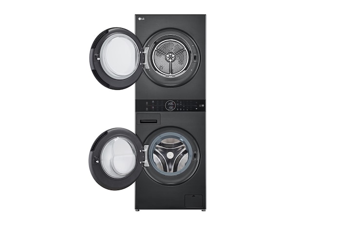 LG  WashTower™ 12/10 kg, max. 1400 ford./perc,  Steam™, TurboWash™360, Automatikus kondenzátortisztítás és ThinQ™ WiFi funkció, WT1210BBF